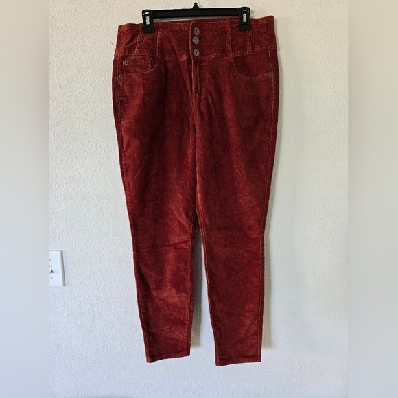 No Boundaries Corduroy Pants Womens 34×31 High Rise Skinny Button Fly Thick - Picture 2 of 10